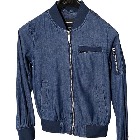 Members Only Girls' (10-12) Blue Denim Soft/Lightweight Cotton Bomber Jacket - Picture 1 of 10